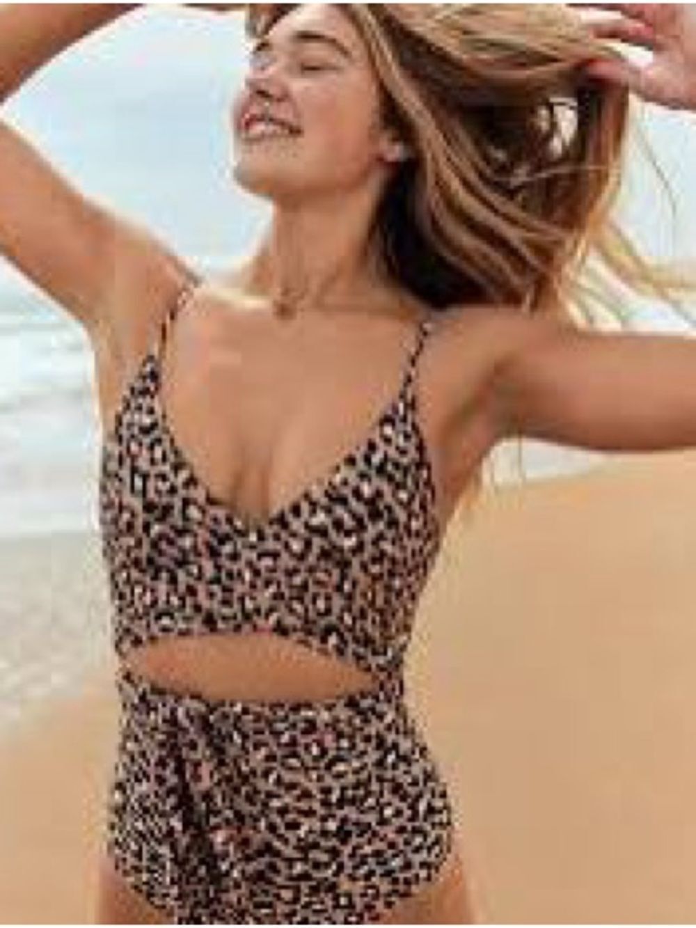 Aerie leopard print wrap one piece swimsuit